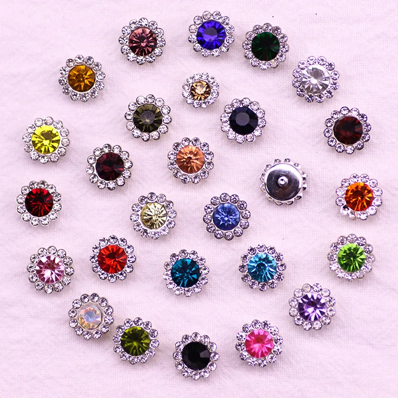 Wholesale 10/12MM Double Layer Pearl Flower Rhinestone Sew On Crystal For DIY Hair Accessories Clothing
