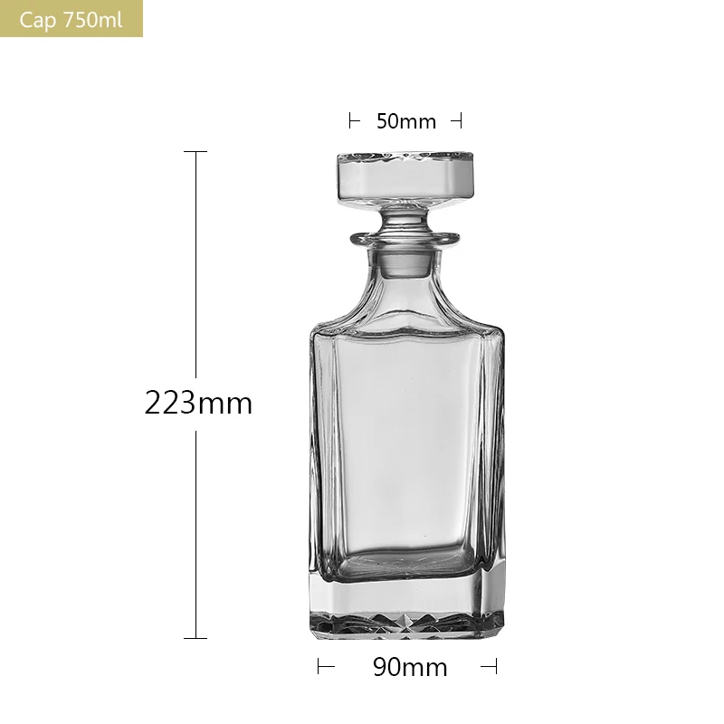 Factory Hot 750ml Wholesale Logo Custom Crystal Glass Whiskey Decanter Wooden Box