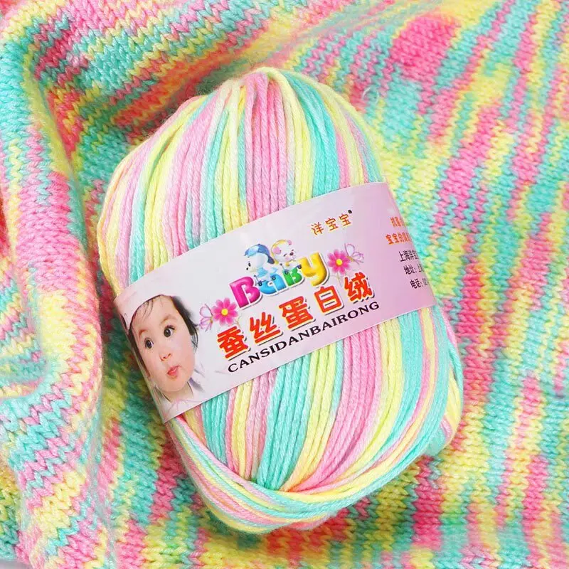 DIY hand woven acrylic milk cotton blended yarn 4 layers crochet ball high twist soft yarn baby
