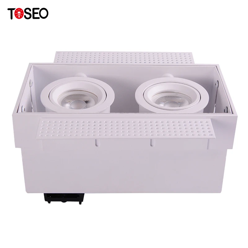 Square Cob Led  Spot Light  Double Headed Down Light White Trimless Anti Glare Downlight
