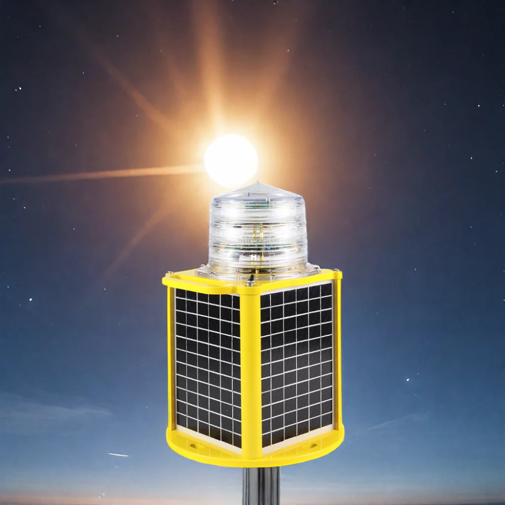 Solar Obstacle Indicator Beacon Medium Intensity Aviation Obstruction Light GPS Synchronous for Airport Signal Lamp