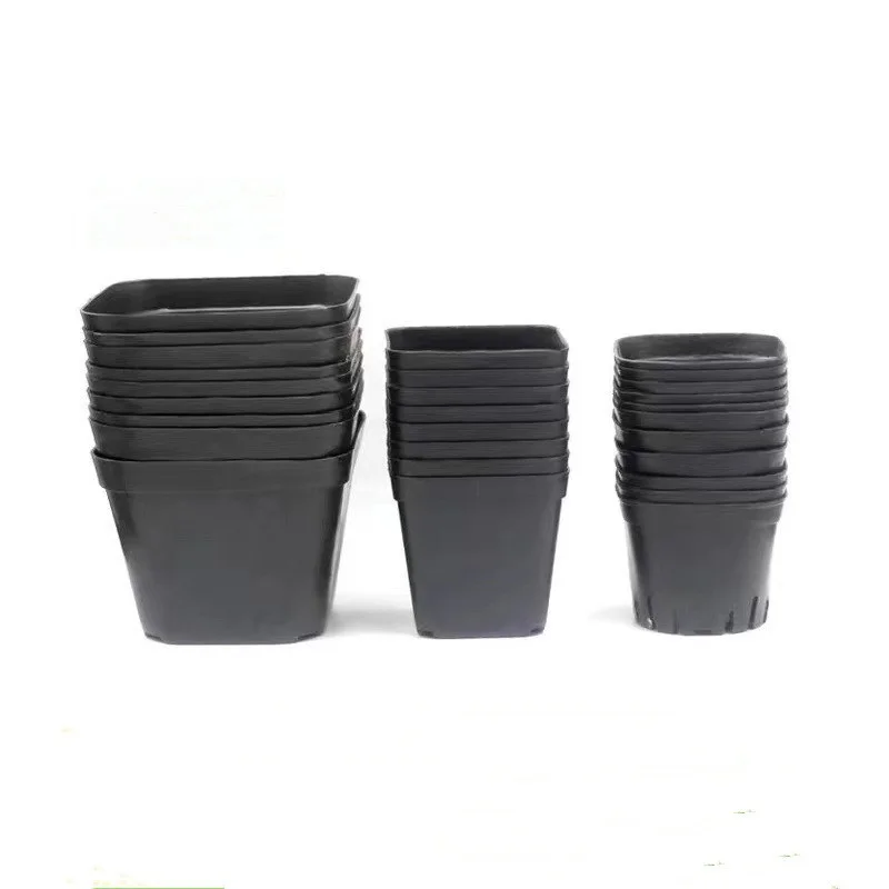 Hot Selling Thickened and Meaty Seedling Pot Small Black Square Black and White Plastic for Seedling and Flower Pot Planting