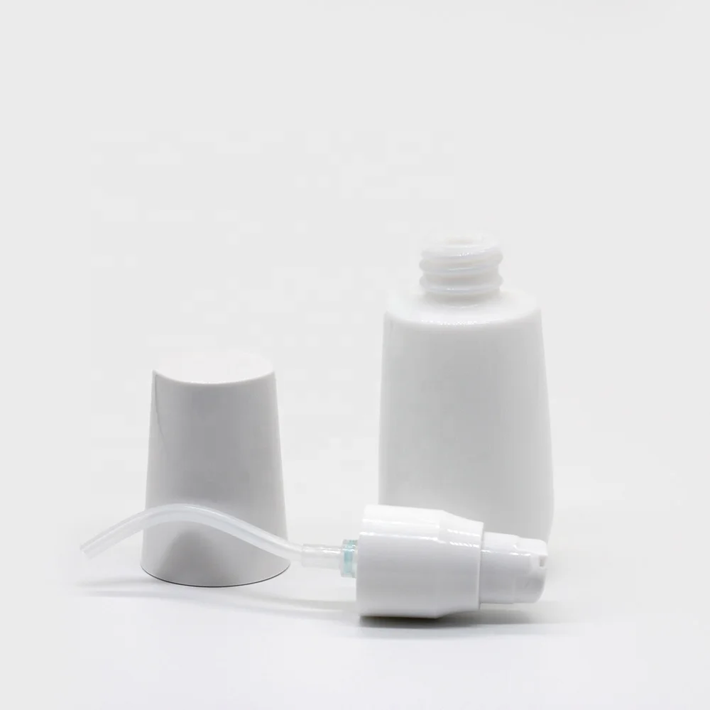 White Glass Bottle 40ML for Cosmetic Cream Packaging Ceramic Glass Bottle with Pump Sprayer for Skin Care Cream