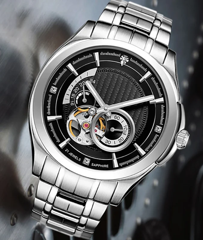 High-end full stainless steel small second hand Miyota movement men mechanical wristwatch
