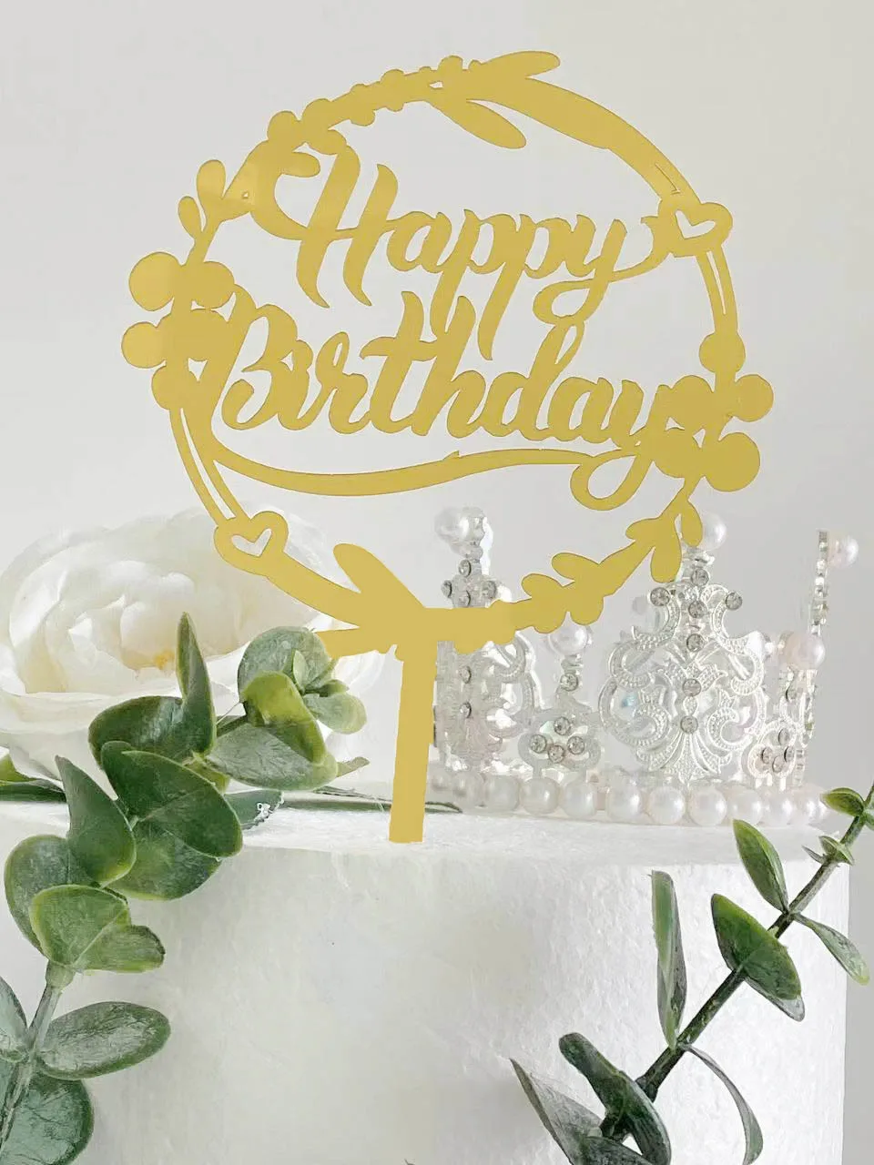 New Design Cake Decoration Birthday Party Wedding Gold Acrylic Cake Decoration Happy Birthday Day Theme Birthday Party Supplies
