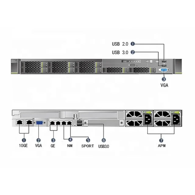 Hot Selling xfusion 1288H V5 for HPC 1u 24xDDR4 slot Intel Xeon 5118*2 1.8TB SAS*4 server