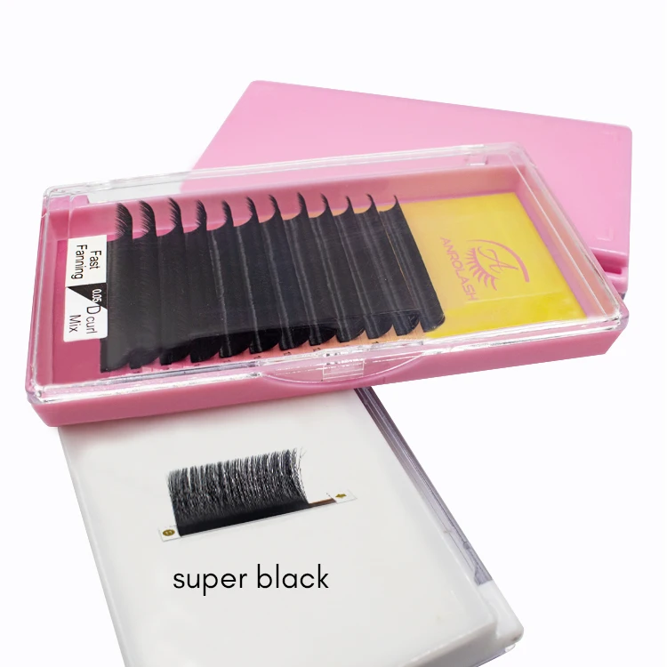 Anrolash Fanning Automatic Easy Fan Korean PBT Fibers Synthetic Eye Lashes 8-20mm Easy Fanning Eyelash Extensions