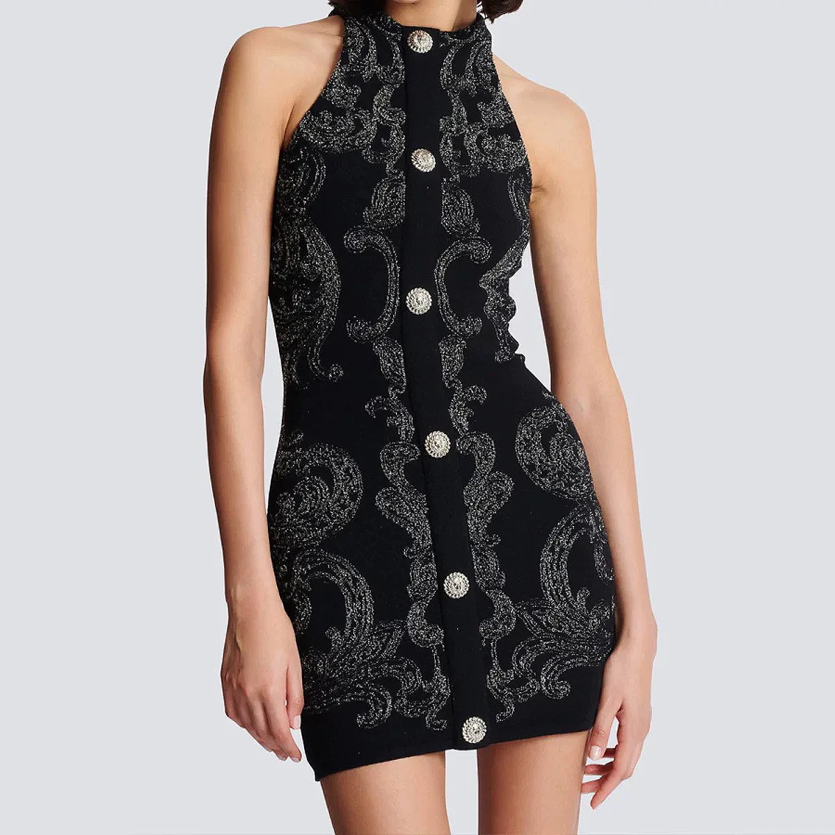 Fashion wear Custom Lady Dresses Woman Clothes Black crew Neck Sleeveless Teens Frock Jacquard Women Knit Sweater Dress