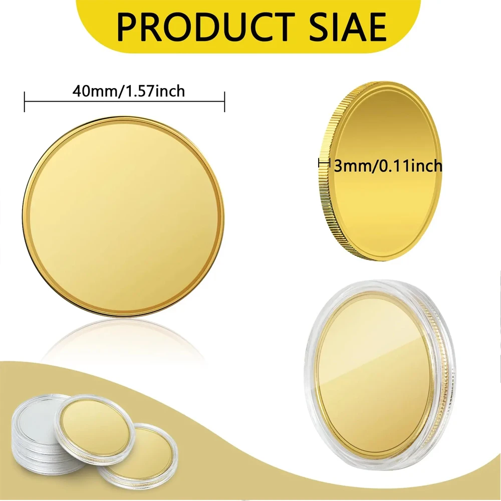 Blank Challenge Coin Co2 Laser Engraving Blank Coins Solid Brass Zinc Alloy Silver Plated Pattern For DIY Crafts Engraving