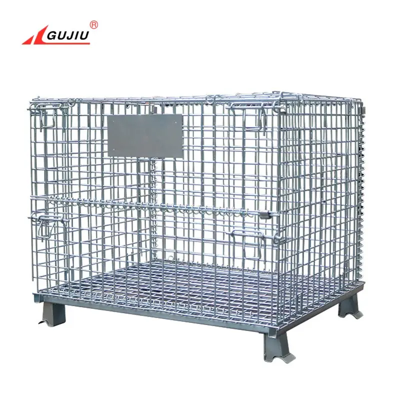 1200X1000 Collapsible European South America Storage Mesh Stackable Wire Cargo Metal Foldable Pallet Cages For Sale