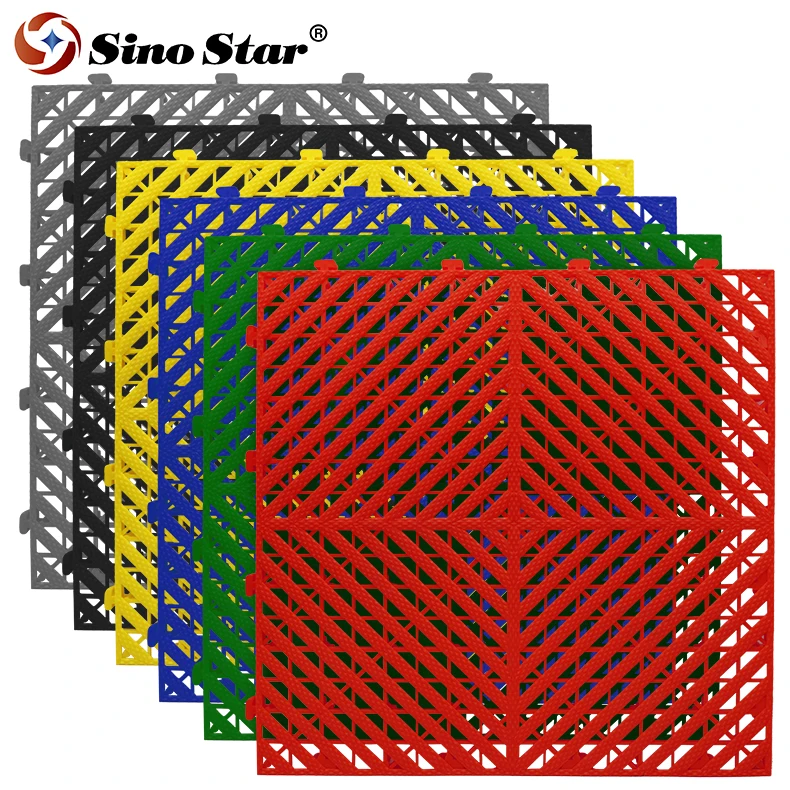40*40cm PP Garage Floor Tiles Interlocking Plastic Drainage Floor Tiles Easy Clean Deck Tiles For Sales