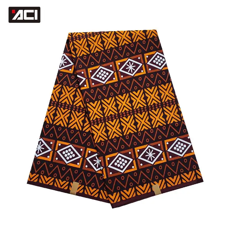 ACI African Wax Fabric Ankara 100% Cotton Holland Wax Fabric Veritable Real African Wax Prints Fabric 6 Yards/Piece For Women