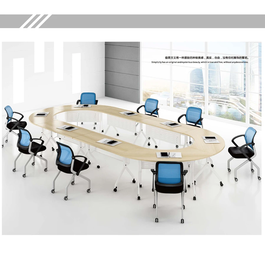 Folding training table with wheels