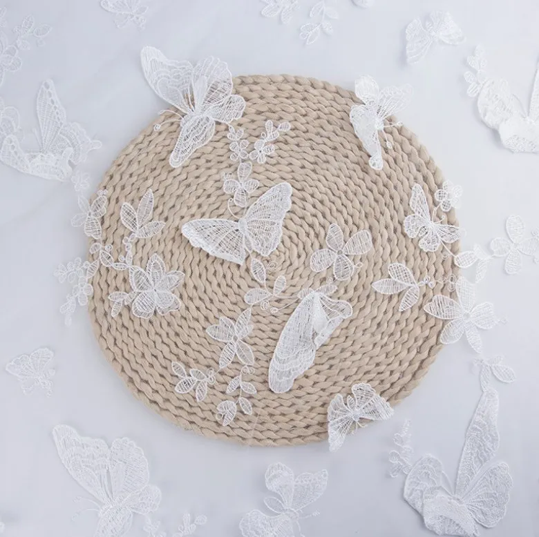 3D butterfly netting embroidery  fabric with multi color options