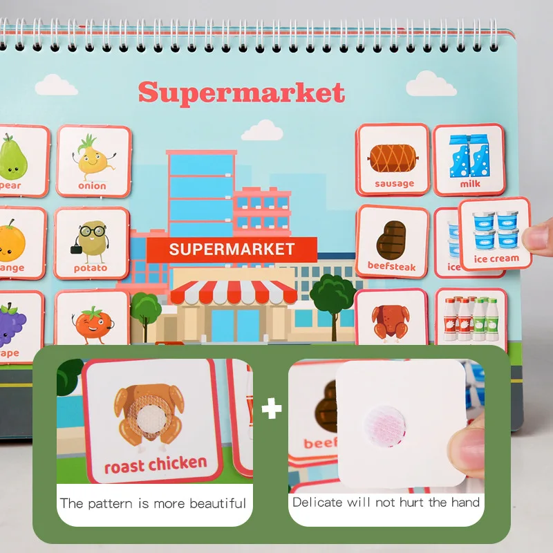 my preschool early education toddler quiet sticker montessori toy baby busy board book velcro sensory quiet board for autism kid