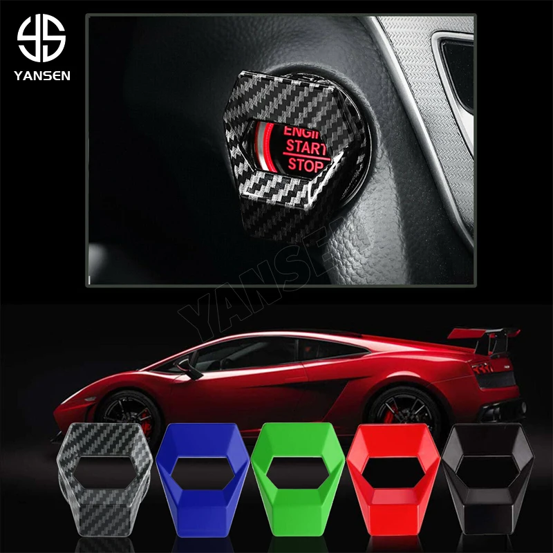 Carbon Fiber Engine Start Stop Push Button Ignition Decoration Trim Cover Zinc alloy