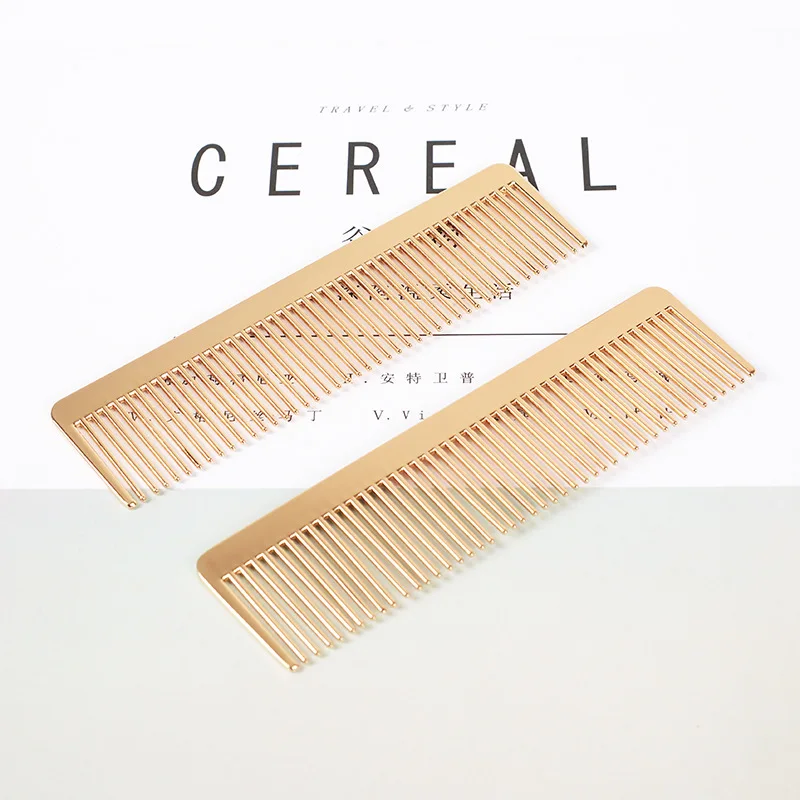 Metal Hair Comb Suppliers Golden Massage Base Teeth Barber Afro Bulk Curved Gold Plated Haircomb Small Combs For Horses