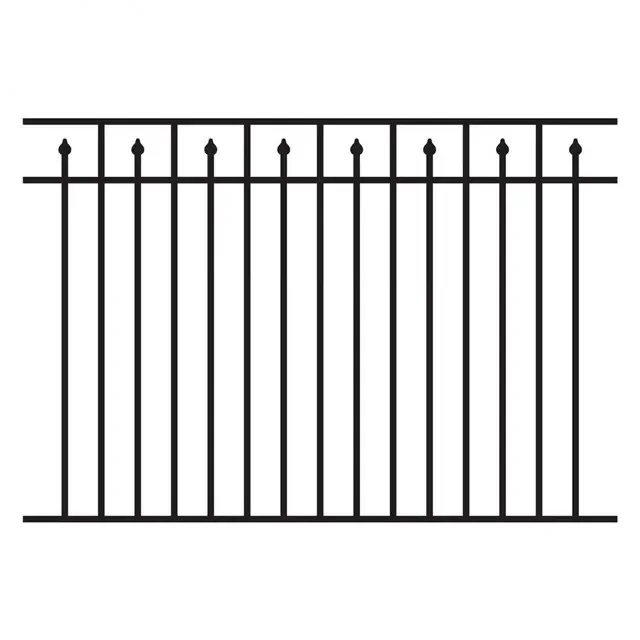 KL manufacturer powder coated top picket 6ft 8ft black galvanized steel metal fence panels flat-top-aluminum-fence