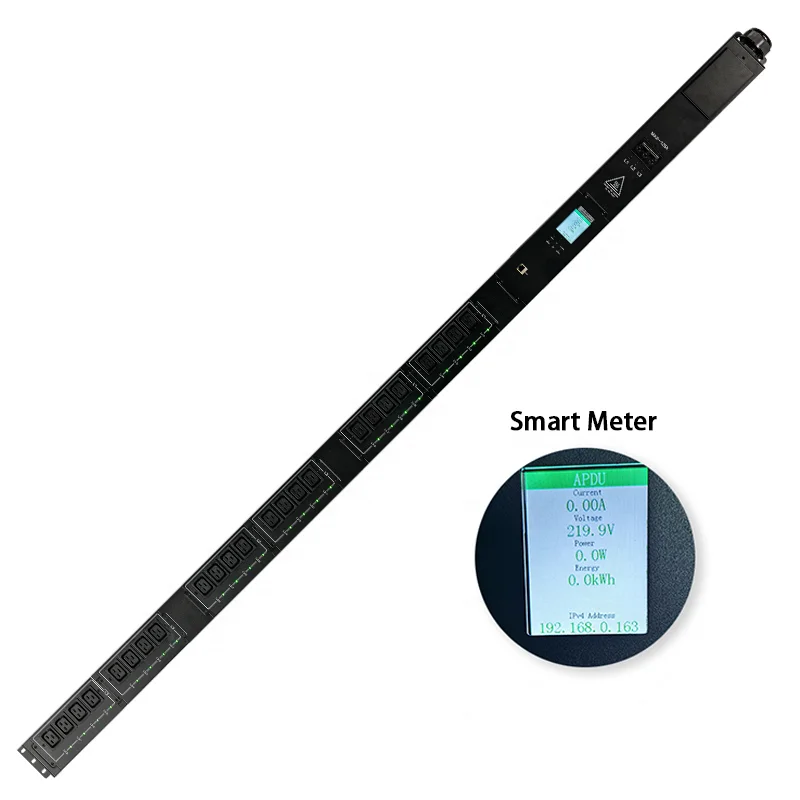 Smart meter Smart hot swap 125A 415V 24 Ports intelligent monitor control 3 phase C19 Rack PDU Power Distribution Unit