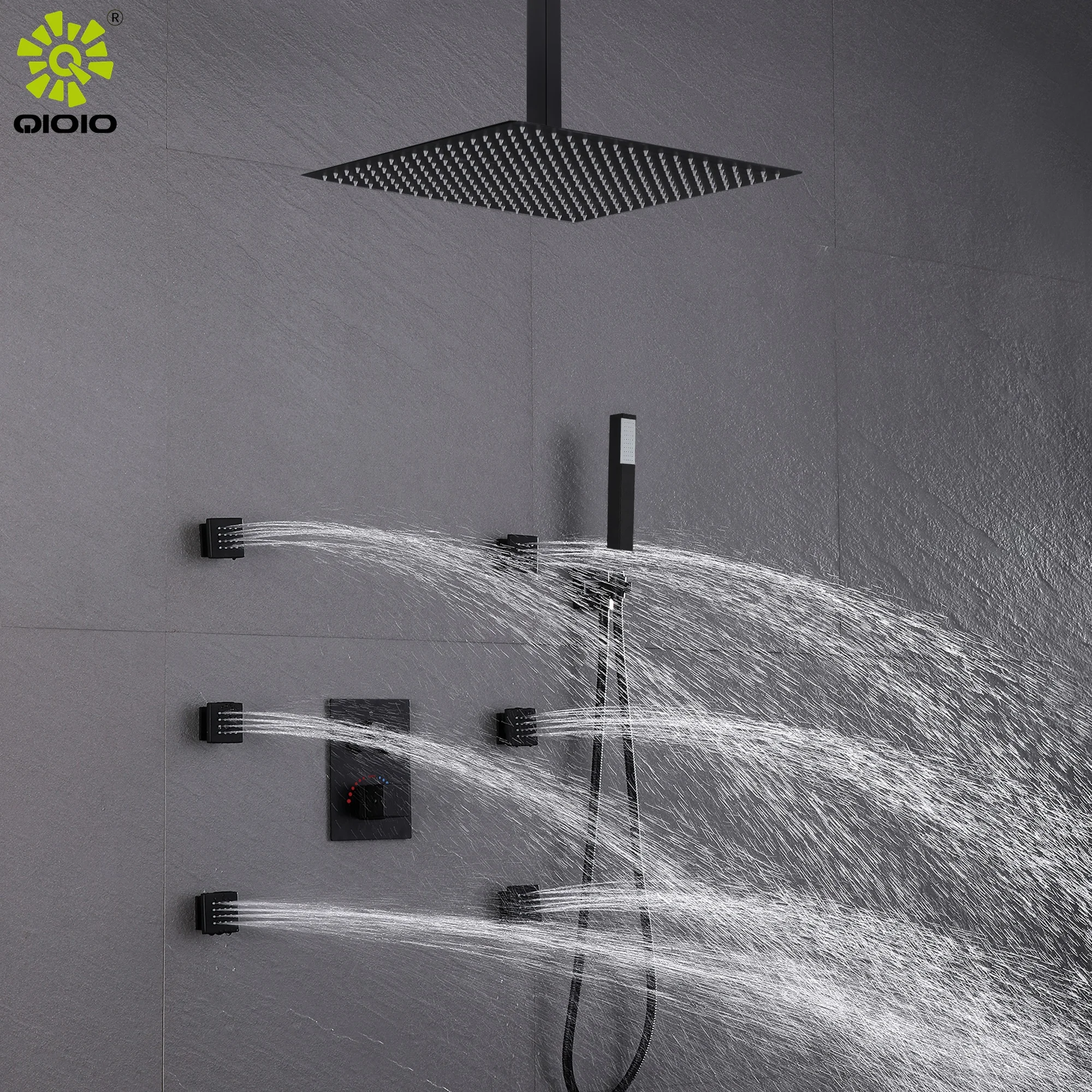 3 functions concealed body jets multi function in wall mounted bathroom mixer rain cUPC thermostatic bath & shower faucets