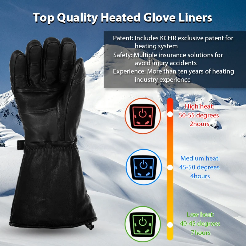 Windproof Electric Scooter Biking Cycling Winter Touch Screen Leather Gloves Motorcycle Heated Gloves