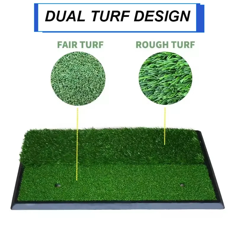 Custom Mini Dual Turf Golf Hitting Mat Long and Short Grass Swing Mat Practice Driving  Indoor Outdoor Golf Chipping Mat