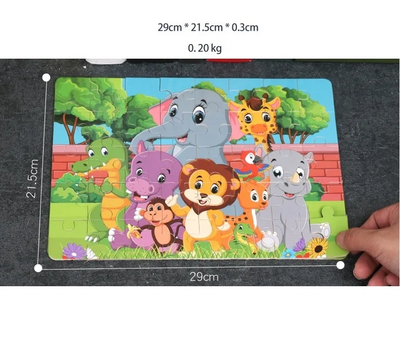 Latest 24 40 60 Pieces Montessori Toys Educational Cartoon Wooden Animal Jigsaw Puzzle Toys