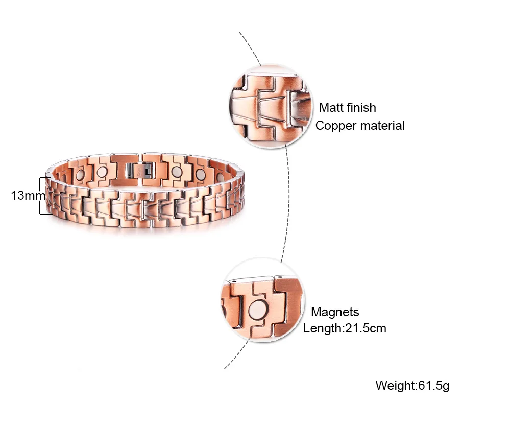 2024 Лидер продаж Регулируемый магнитный браслет ручной работы медный для здоровья Мужской Магнитный Набор артрита