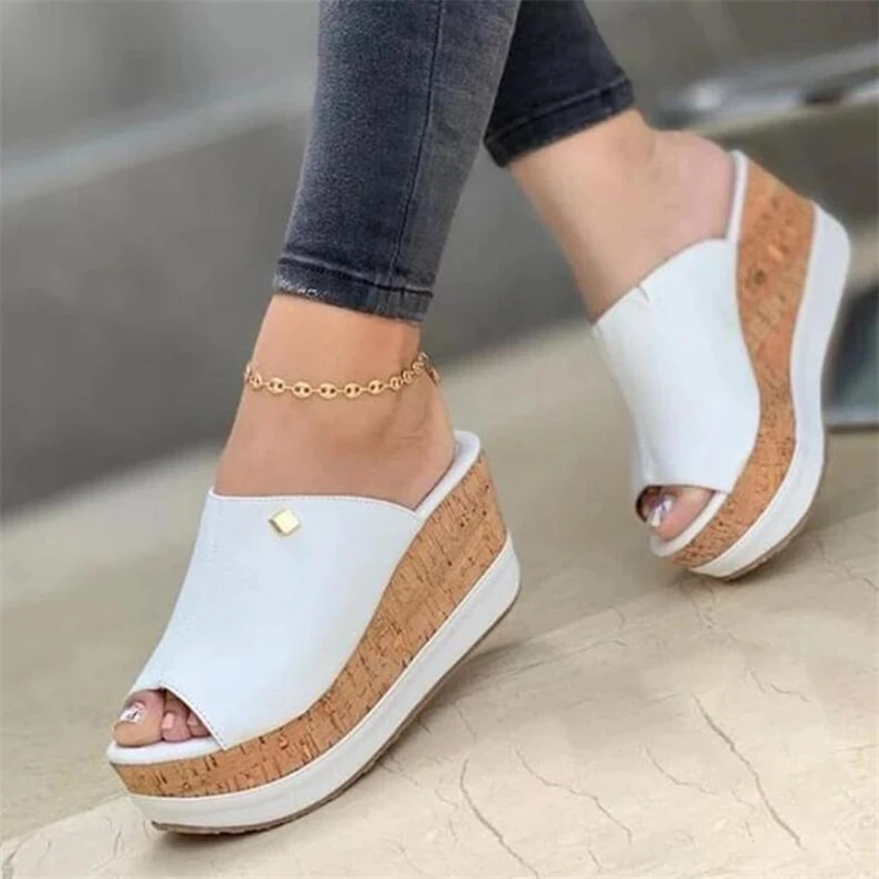 Wedge Slippers Women Shoes 2022 Summer Peep Toe Sandals Fashion Platform Slippers Outdoor Casual Flip Flops Female Heels Slides