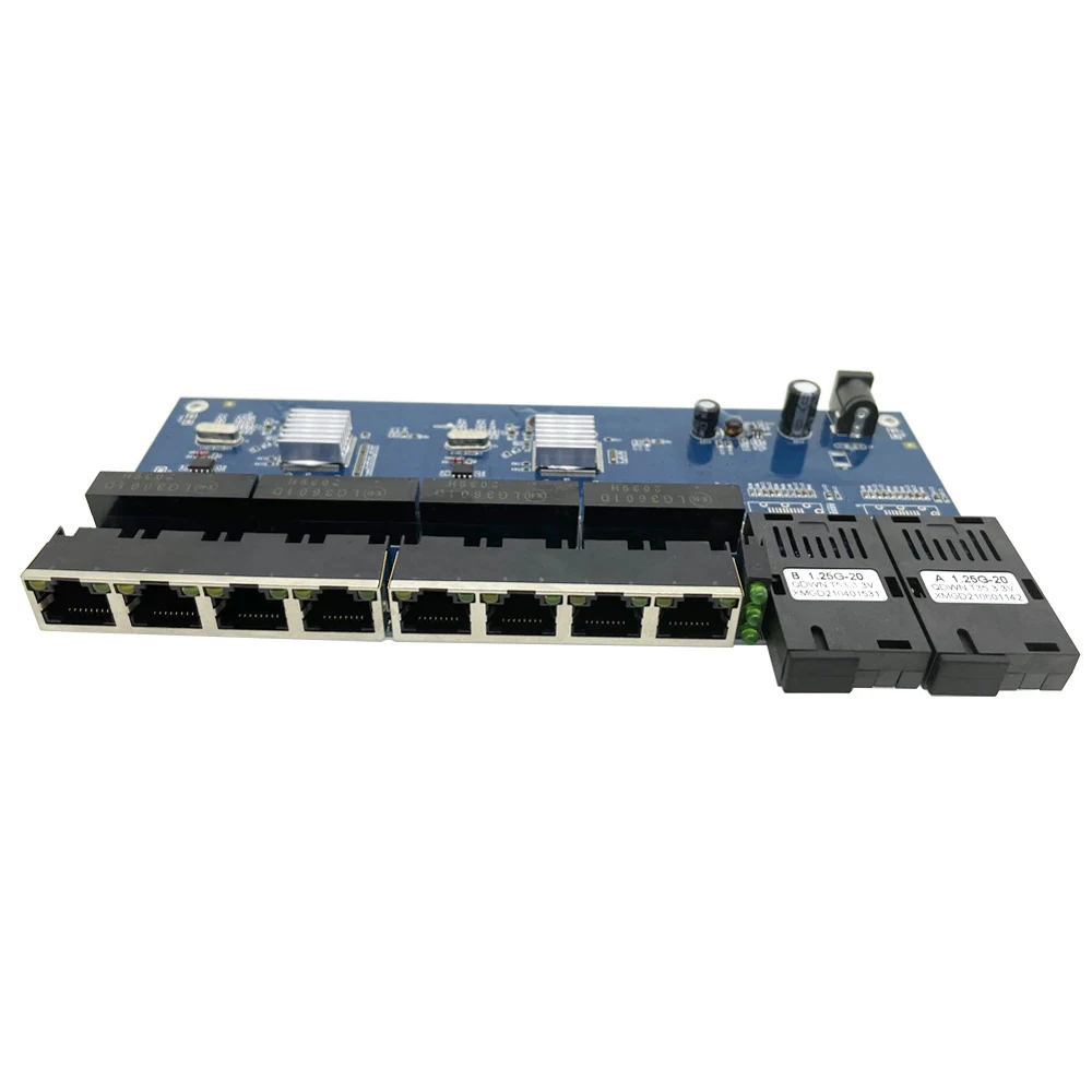 Gigabit Fiber Optical Switch 8RJ45 Ethernet Port 2SC Fiber Port Media Converter PCB Board