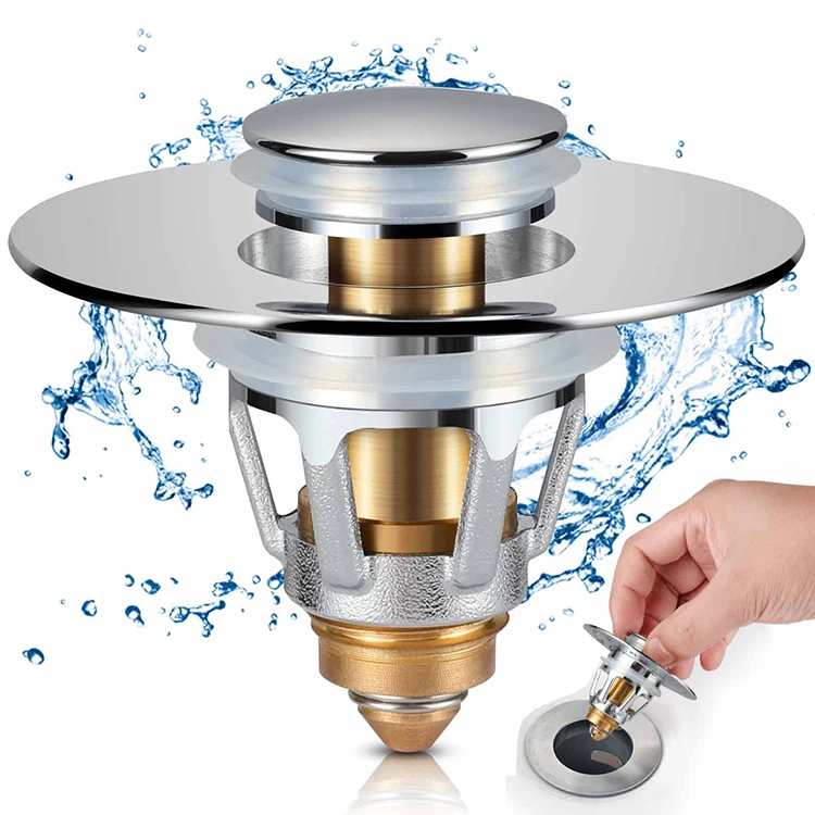 Universal Bathroom Sink Stopper 1.1~1.5 Basin Pop Up Sink Drain Strainer Anti Clogging Sink Drain Filter with Hair Catcher
