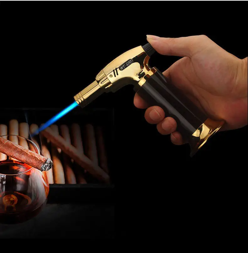 Customization Metal Gun Torch Lighter Jet Flame Refillable Cigar Butane Windproof Gas Torch Lighter