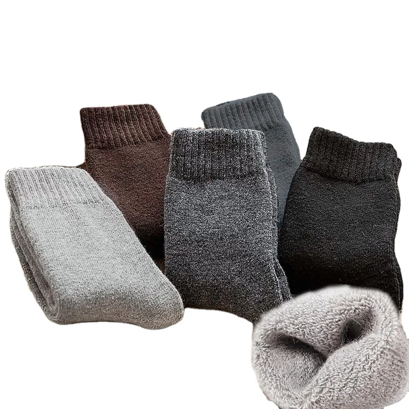 Wool Socks Thick Solid Color Autumn Winter Men Socks