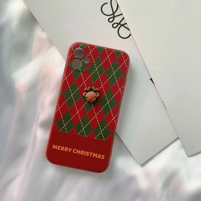 3D Doll Cartoon Christmas Deer Phone Case TPU PC With Aluminum Sheet Sublimation Blanks Phone Case For xiaomi