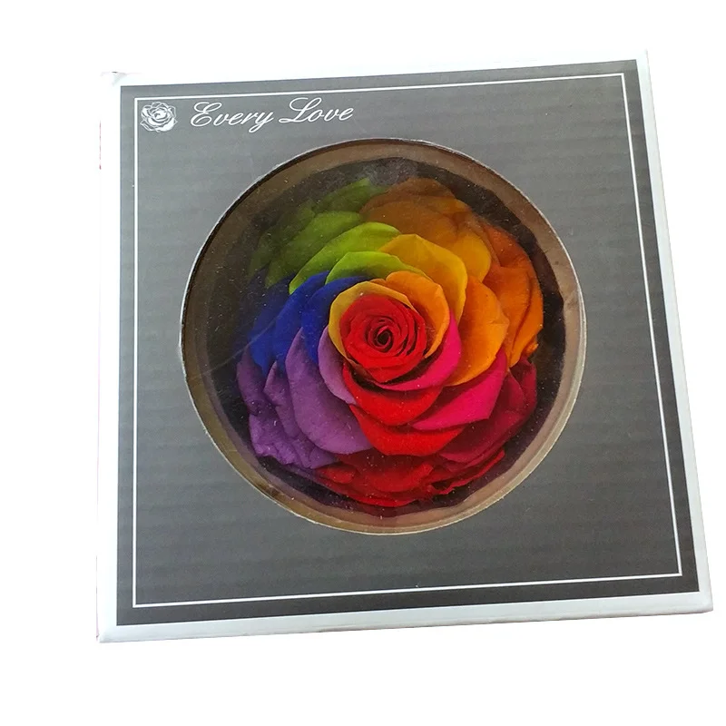 Wholesale AA Grade A Premium Quality 9-10cm Rainbow Preserved Rose Head