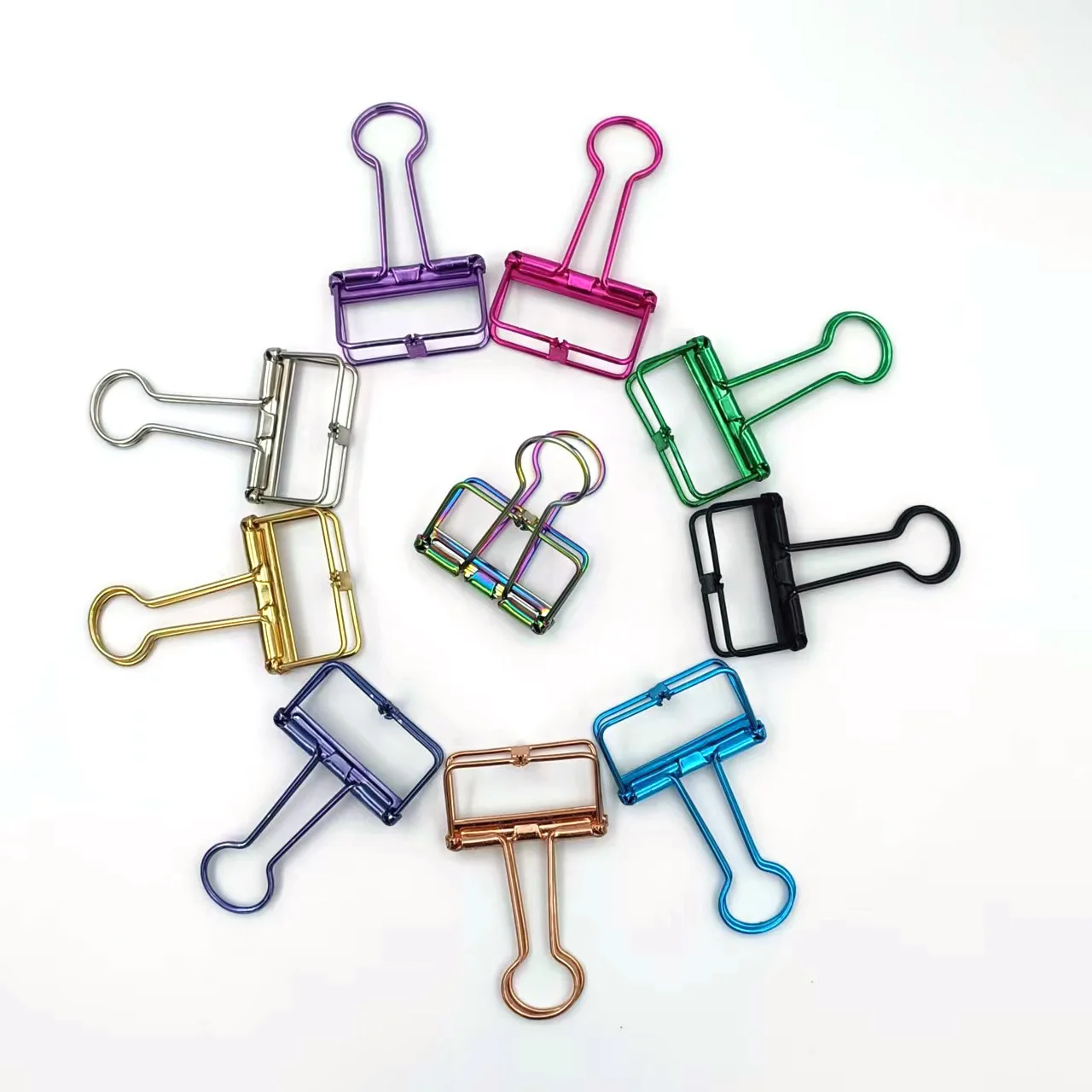 Colorful Metal Clip Multiple Colors Wire Binder Clips Ins Decoration Office Study Binder Clamps Hollow Out Paper Binder Clip