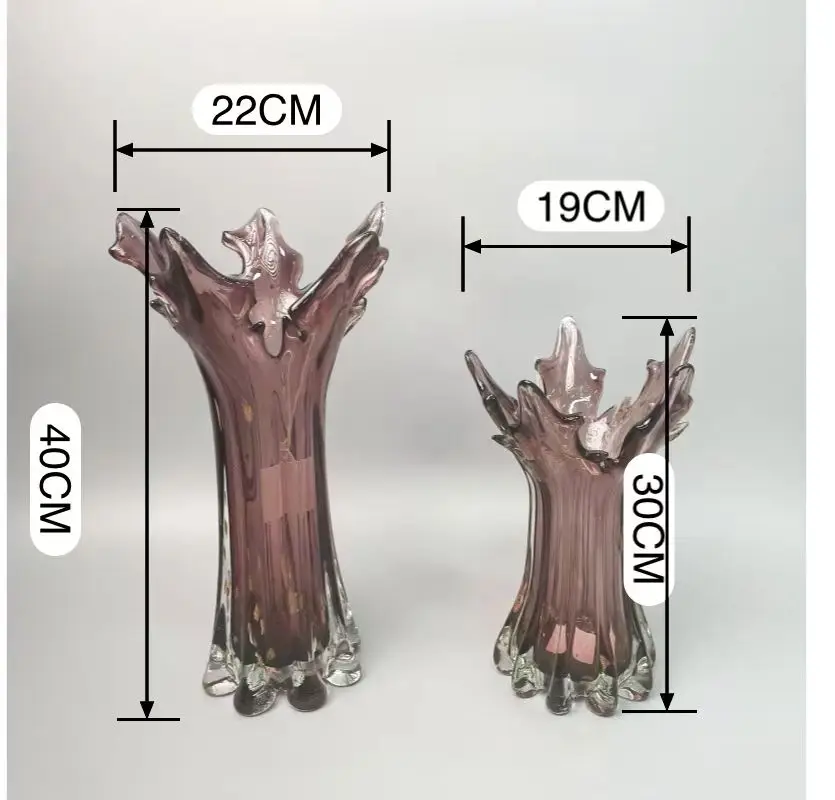 High Quality Tall Cylinder Plant Bottle Murano Glass Vase Elegant Luxury Purple Glass Flower Vases for Home Decoration