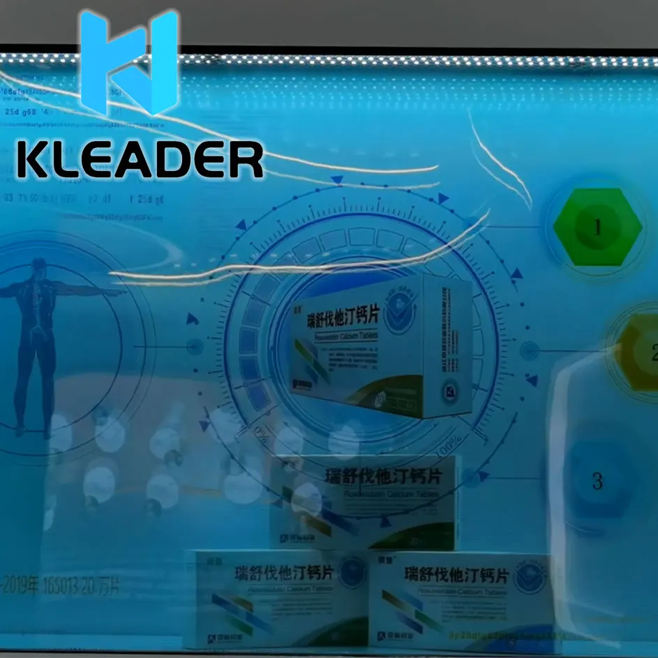 Holographic 3D indoor advertising showcase LCD screen touch Transparent Multitouch Displays capacitive touch holographic display