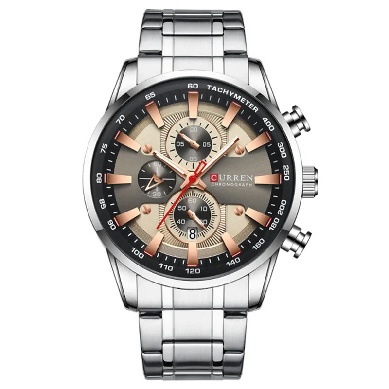 Free Wild Style for Men Wristwatch  CURREN 8351 Waterproof Watch with Six pins Multifunctional and Fashionable Steel Band Watch