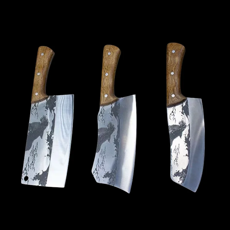 Traditional household stainless steel forging household kitchen knife three piece set for kitchen cooking
