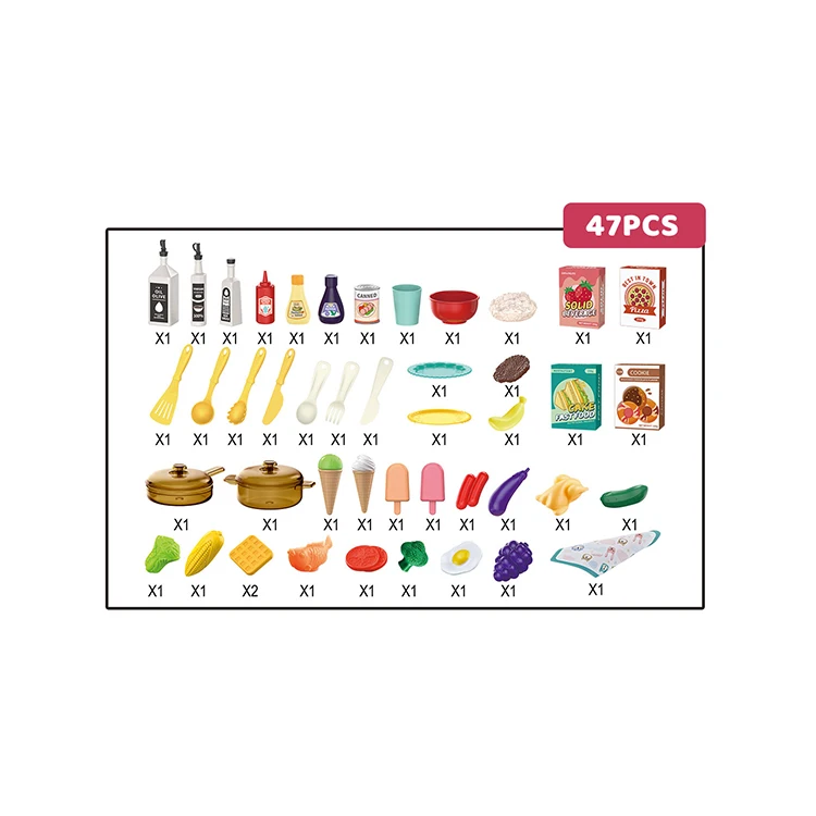 47pcs 82cm big kitchen toy set plastic  spraying kitchen toy with light and sound educational kitchen toys for children