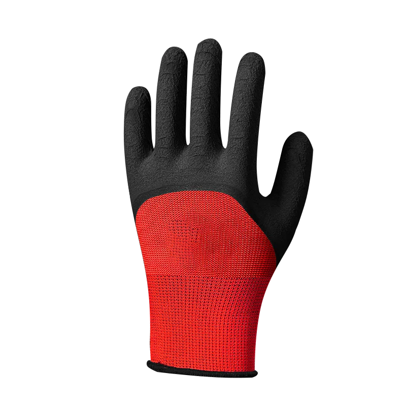 13g Polyester Half Latex Coated Gloves Foam Pink Rubber Coated Soft Gardening waterproof Safety Work Gloves