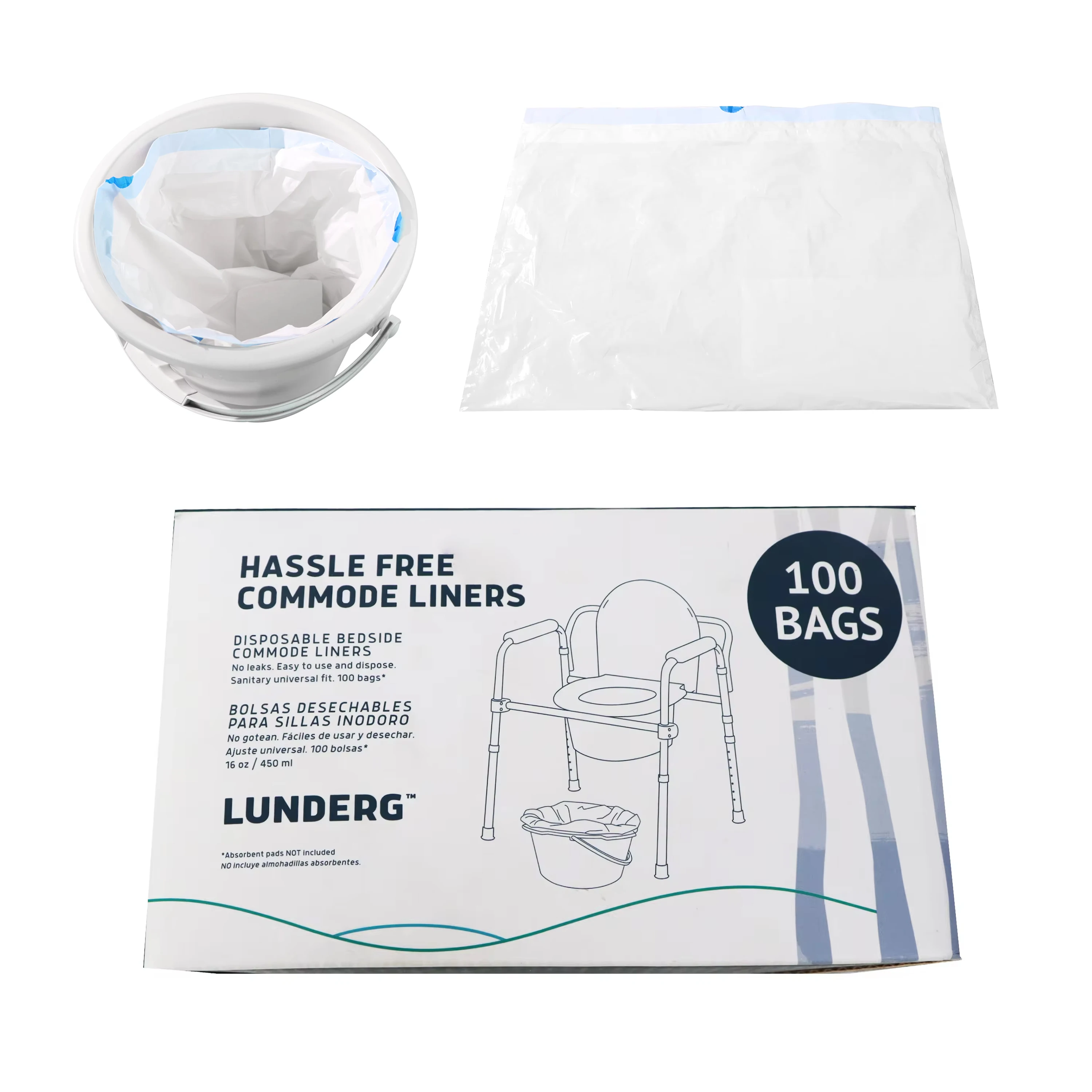 Best Price Drawstring Splash Proof Bedpan Liner Absorbent Polymer Chemical Absorbent Pads Commode Liners