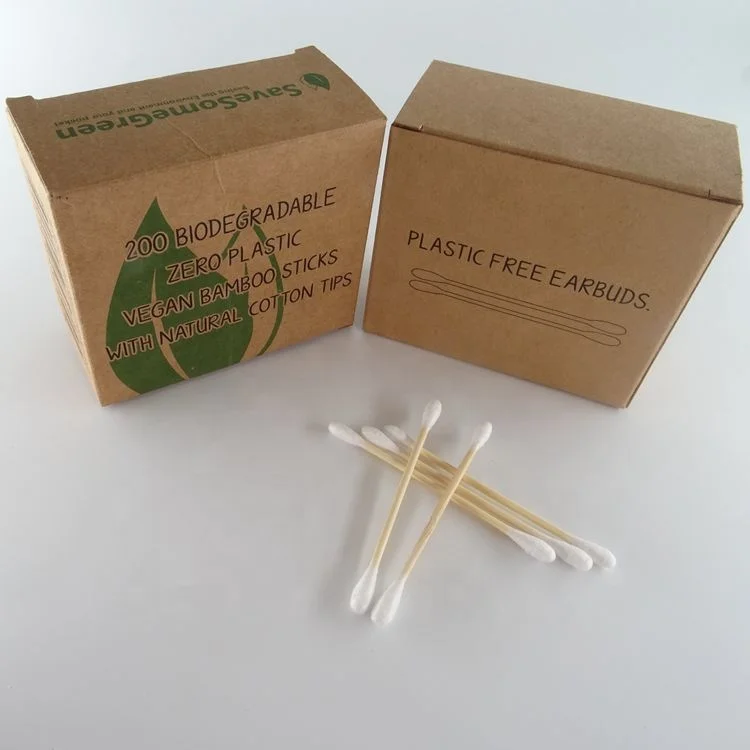 Eco-friendly Plastic Free Disposable Makeup Use Household Wound Care Products Bamboo Cotton Ear Bud