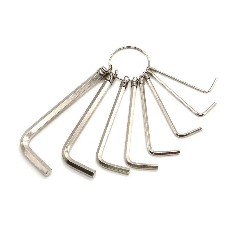 Professional chrom finish 8pcs short hexagon key wrench tool Hex Key metric allen tool kit