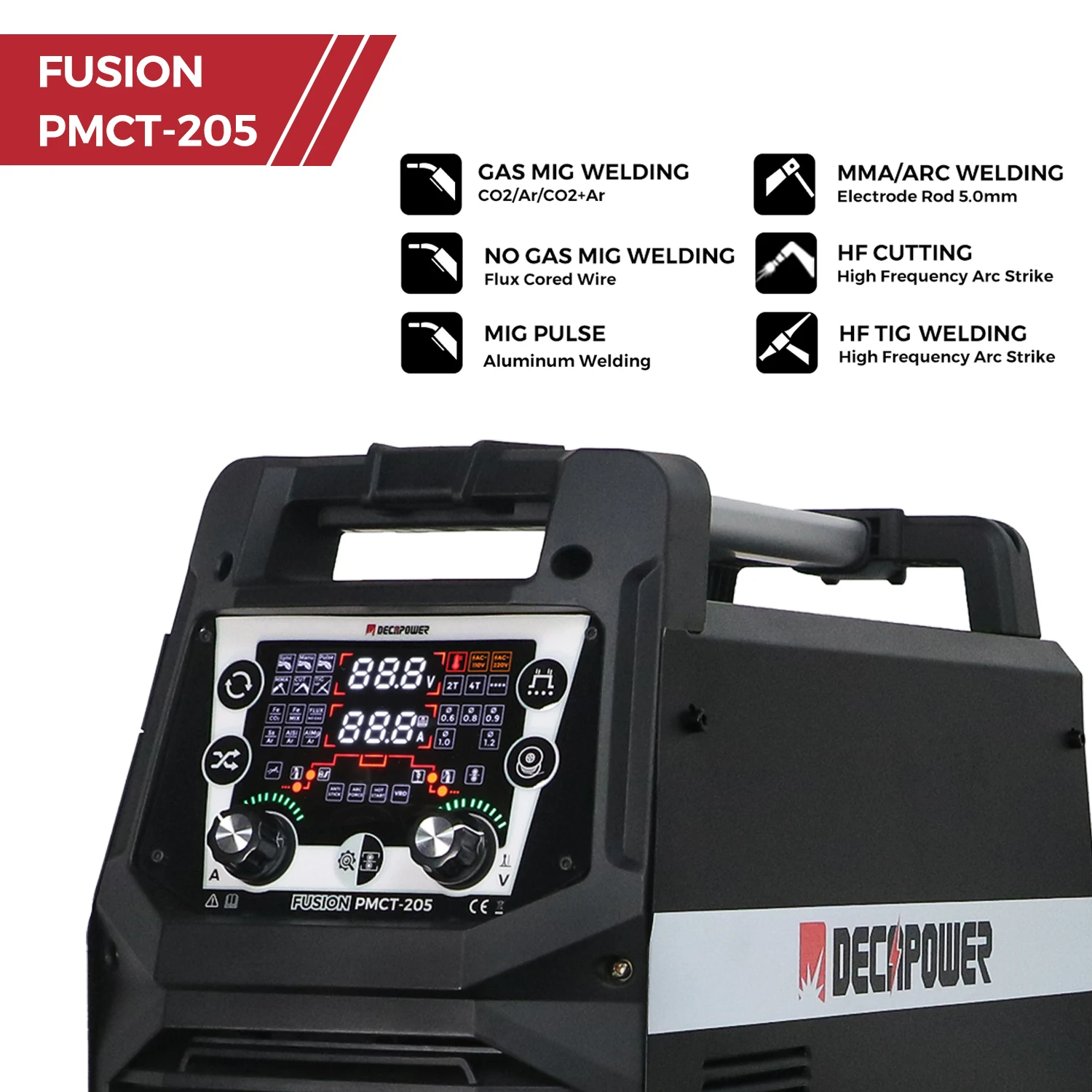 DECAPOWER FUSION PMCT-205 Multi-process MIG TIG CUT MMA 5-in-1 Welding and Cutting Machine