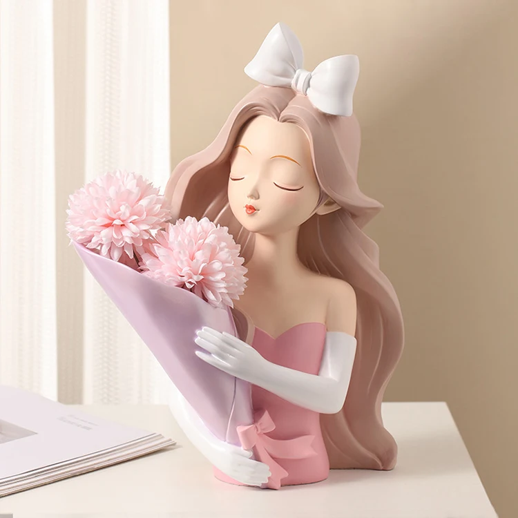 Wholesale products nordic flower girls resin vases bubble girl resin for gifts wedding