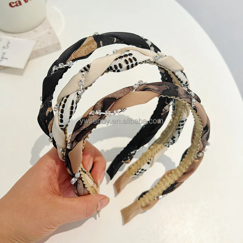 Custom Fashion Style Rhinestone Winding Twists Hair Hoops Headband And Accessories For Woman Lady Headbands
