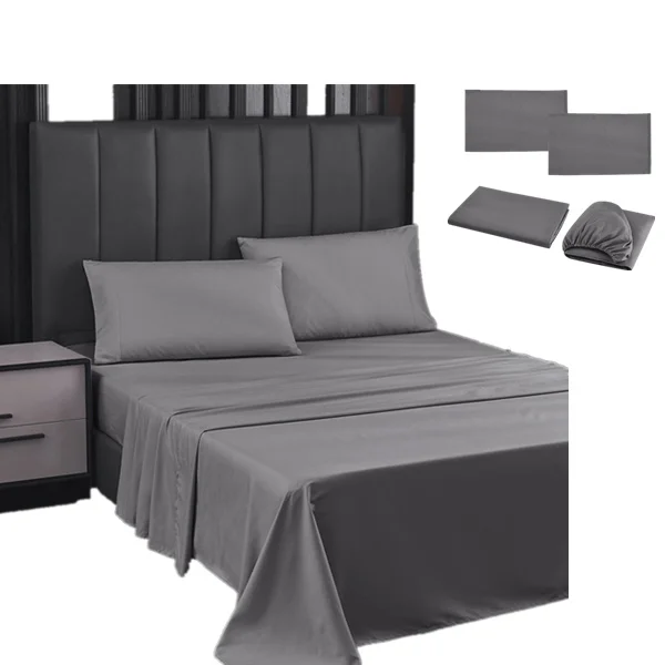 High quality Cheap brushed Microfiber soft polyester Hotel Home Custom Logo twin full king queen solid bed sheet fitted sheet