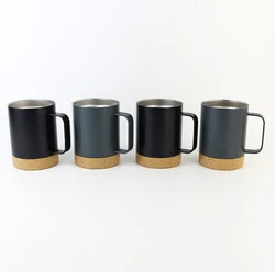 ins hot selling item 12oz stainless steel  insulated coffee mug with cork bottom with handle and lid